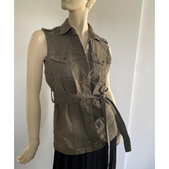 Khaki Vest with Belt, Size S/M, Shirt Vest, Y2K - Picture 5 of 11